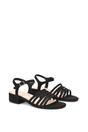 Black 'Katie' Low Heel Open Toe Sandals With Ankle Strap, Image 3 of 5
