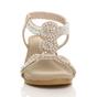 Beige AJVANI Beige Mid Wedge Diamante Slingback Sandals, Image 6 of 6