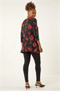 Red Floral Puff Print Tunic Top, Image 3 of 5