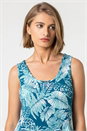 Blue Leaf Print Slouch Pocket Dress, Image 3 of 4