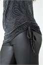 Silver Glitter Print Cowl Neck Stretch Top, Image 5 of 5