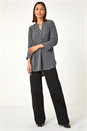 Grey Longline Bow Button Woven Top, Image 4 of 5