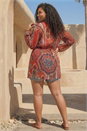 Red Curve Paisley Tie Front Kimono, Image 3 of 4