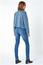 Steel Blue Faux Suede Biker Jacket, Image 4 of 6