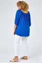 Royal Blue Curve Frill Detail Bardot Top , Image 2 of 6
