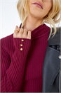 Wine Ribbed Turtle Neck Jumper, Image 5 of 5