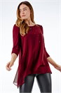Wine Embellished Chiffon Overlay Top, Image 1 of 5