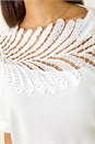 Ivory  Embellished Short Sleeve Knit Top, Image 5 of 5
