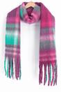 Raspberry Tartan Tasselled Winter Scarf, Image 3 of 3