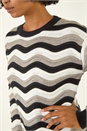 Black Wave Stripe Knitted Jumper , Image 5 of 5