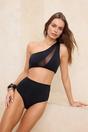 Black WOVCOR Black Super High Waist Shaping Hipster Bikini Bottom with Contoured Fit, Image 1 of 4