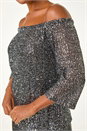 Silver Sequin Detail Bardot Top, Image 5 of 5