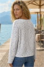Blue Contrast Stitch V-Neck Top, Image 3 of 4