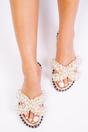 Rose Gold Where's That From Rose Gold 'Eve' Pearl Flat Slider Sandals, Image 2 of 2