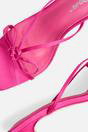 Pink Cindy Hot Pink Satin Strap Bow Mid Heel Mules, Image 4 of 4