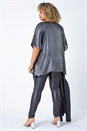 Silver Curve Shimmer V-Neck Overlay Top, Image 3 of 5