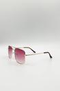 Pink Aviator Style Square Frame Sunglasses in Gold Pink, Image 3 of 4