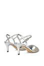 Silver 'Kim' Ankle Strap Mid Stiletto Peep Toe Diamante Sparkly Heels, Image 4 of 6