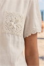 Cream  Crochet Pocket Button Shirt, Image 4 of 4