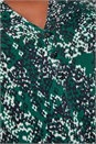 Green Animal Print Button Up Front V-Neck Blouse, Image 5 of 5