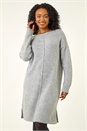 Grey Petite Knitted Pintuck Shift Dress, Image 4 of 5