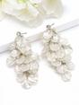 White Crinkled Petal Cascade Statement Earrings, Image 3 of 3