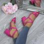 Fuchsia AJVANI Fuchsia Mid Block Heel Crossed Straps Sandals, Image 5 of 6