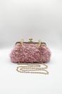 Pink Lace Floral Clutch Bag with Pearl, Image 3 of 5