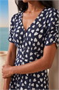 Navy  Heart Print Ruched Midi Dress, Image 4 of 4
