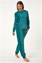 Teal Velour Hoodie Lounge Set, Image 2 of 6