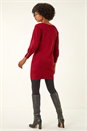 Red Button Detail Knitted Jumper Dress, Image 3 of 5