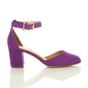 Purple AJVANI Purple Mid Block Heel Ankle Strap 2 Part Heels, Image 2 of 6