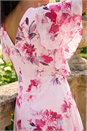 Light Pink Petite Floral Cape Chiffon Midi Dress, Image 4 of 4