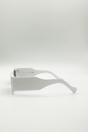 White Chunky Rectangle Sunglasses with Extra Wide Arms in White, Image 4 of 4