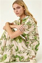 Green Floral Tie Waist Shirt Dress, Image 1 of 5