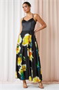 Black Luxe Floral Fit & Flare Maxi Dress, Image 1 of 6