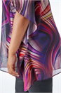 Purple Curve Swirl Print Chiffon Top , Image 5 of 5