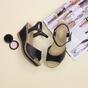 Black AJVANI Black High Wedge Heels Ankle Strap Cork Sandals, Image 4 of 6