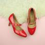 Red Mid Heel Mary Jane Court Shoes, Image 4 of 6