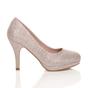Rose Gold High Heel Glitter Court Shoes, Image 2 of 6