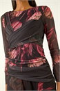 Black Floral Mesh Stretch Maxi Dress, Image 6 of 6