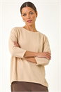Cream  Textured Jersey Slouch Jumper, Image 4 of 5