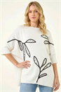 Ivory Leaf Embroidered Knit Jumper, Image 1 of 4