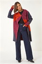 Red Colour Block Button Collar Knit Cardigan, Image 2 of 5