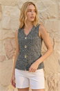 Charcoal Herringbone Mock Button Waist Coat, Image 2 of 5
