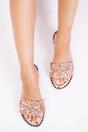 Rose Gold 'Belle' Diamante Sparkly Flat Sliders, Image 4 of 4