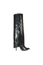 Black 'Shauna' Foldover Knee High Boots With Stiletto Heel, Image 1 of 6