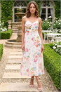 Ivory  Petite Floral Ruched Midi Dress , Image 2 of 4