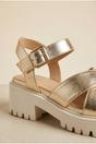 Gold Edie Chunky Sole Crossover Strap Sandals, Image 2 of 4
