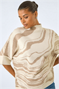 Cream  Marble High Neck Knit Jumper, Image 4 of 5